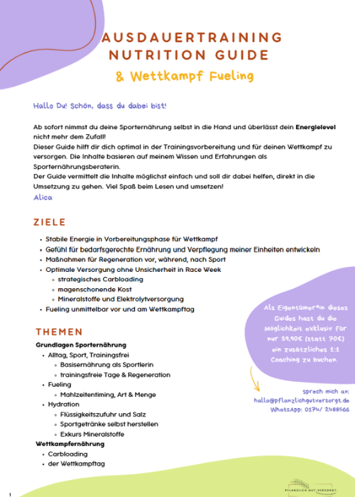 Ausdauersport Ernährung und Feling-Guide. Sporternährung